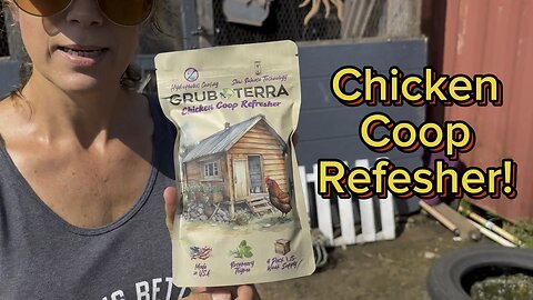 Trying out a new product, Grub Terra, to freshen up the chicken coop.