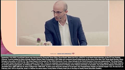 Artificial Intelligence | "For the First Time In History, We Have Produced a Technology Which Has Real Agency, Real Ability to Make Decisions. Any Religion of Texts Is Likely to Taken Over By AI." - Yuval Noah Harari (9/11/25)