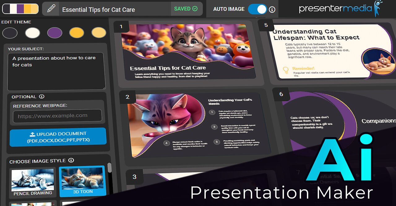 How To Make Slides Fast with AI Presentation Maker – New Wizard Assistant & Editable Theme Colors!