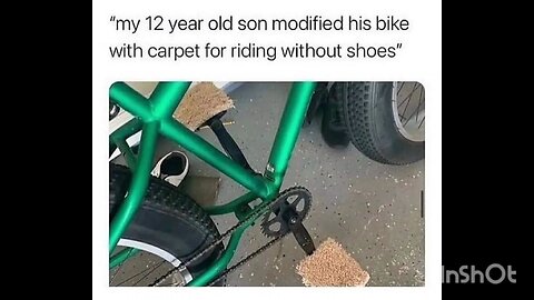 my 12 year old son modified his bike with carpet for riding without shoes"