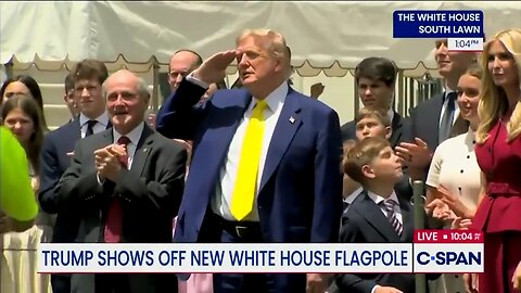 TRUMP SHOWS OFF NEW WHITEHOUSE FLAGPOLE