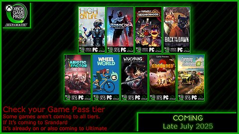 Coming to Xbox Game Pass Late July 2025