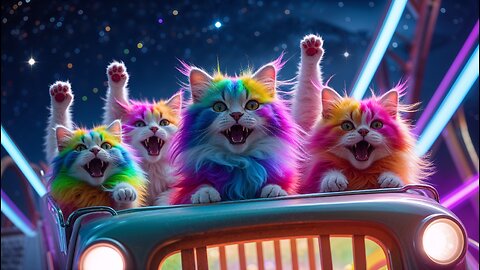Rainbow Cats Take Over the Theme Park – CUTEST ADVENTURE EVER! 🎡🌈#cat #funnycats #cutecat