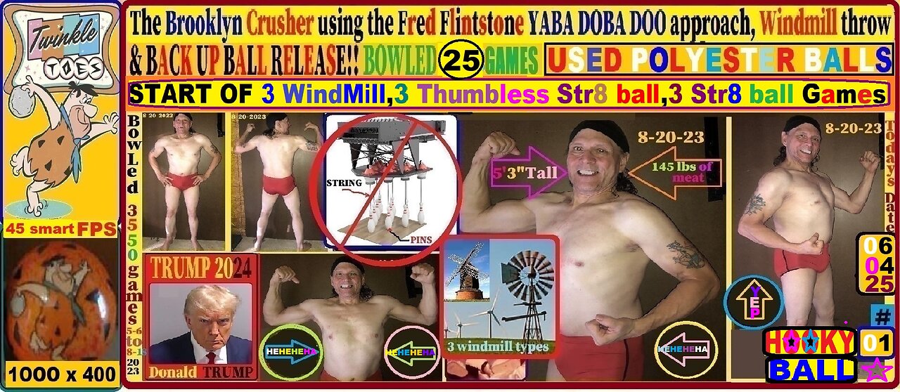 Windmill&Hooky bowling4 my 01st marathon.used 10-16lb polyester plastic Hooky ball 25 games 06-04-25