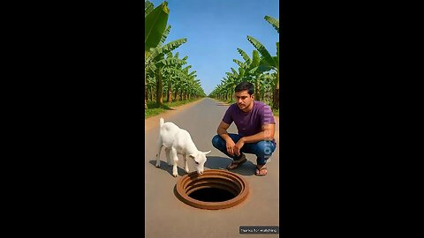 The Man Rescue The Goat Baby.