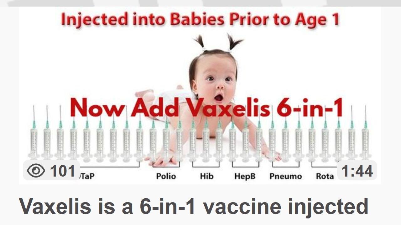 PARENTS! JUST SAY NO! Vaxelis is a 6-in-1 vaccine injected into your babies as a 3-dose series before 6 months!