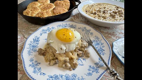 Southern Cathead Biscuits with Sausage Gravy - Easy Breakfast Recipe
