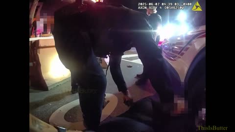 Metro police officer pushed and knocked out a bystander who enter a crime scene