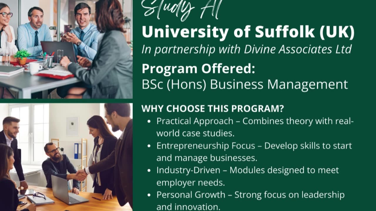 Advance Your Business Skills with University of Suffolk – via Divine Associates Ltd