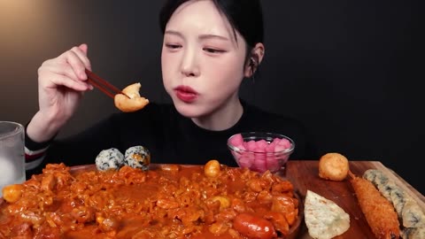 Spicy Buldak Carbonara Braised Chicken Mukbang ASMR