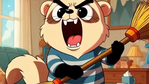 Finn holding a tiny broom #foryou #cuteanimal #shorts #finn #cartoon #finncartoon