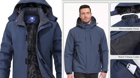 Men's Skiing Jackets Winter Waterproof Snow Jackets Insulated Heavy Parka Jackets Coats with Hood