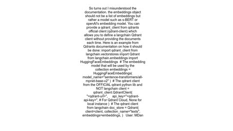 Initialise qdrant for langchain