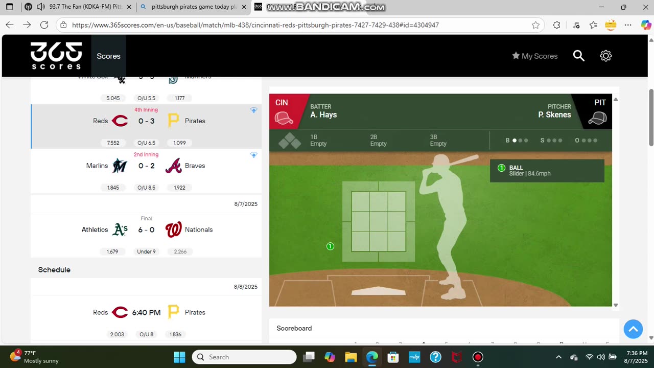 AUGUST 7 2025 MLB BASEBALL: CINCINNATI REDS VS PITTSBURGH PIRATES PART 3