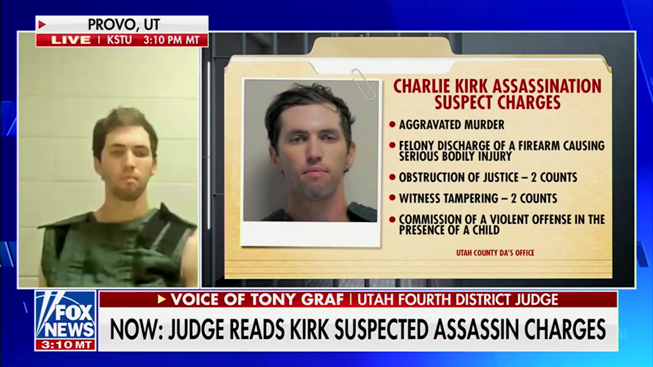 Charlie Kirk's Accused Assassin Appears Stone-Faced As Charges Read In Court