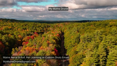 Maine B-Roll (No Sound): Aerial Views of Fall Foliage and Railroad Tracks in Gray, Maine Video 4
