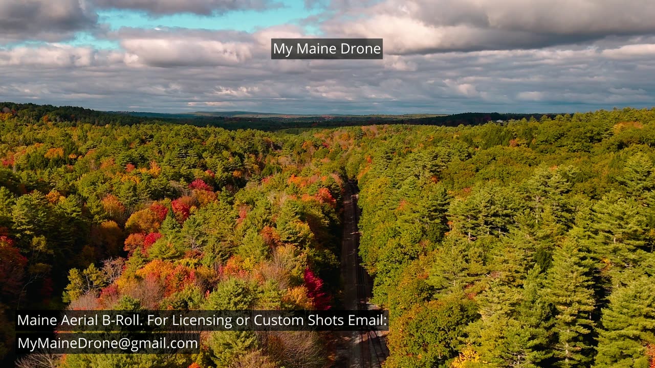 Maine B-Roll (No Sound): Aerial Views of Fall Foliage and Railroad Tracks in Gray, Maine Video 4