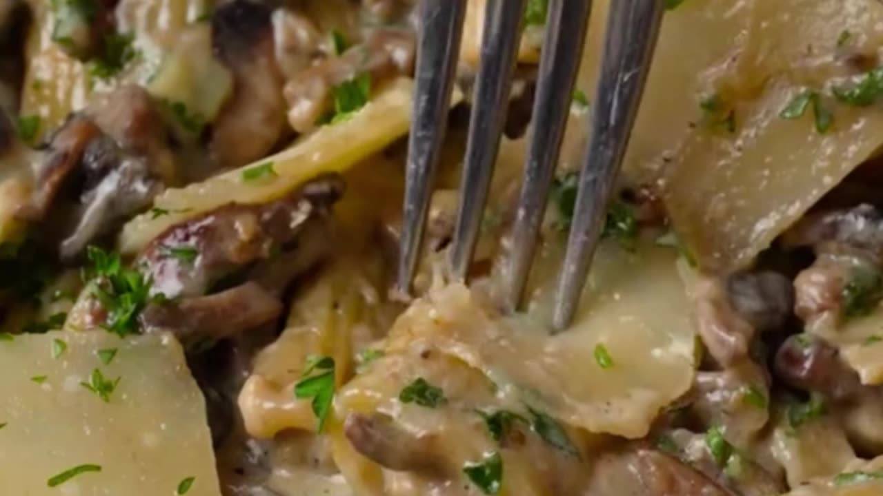 Three-Fungi Alfredo Rigatoni