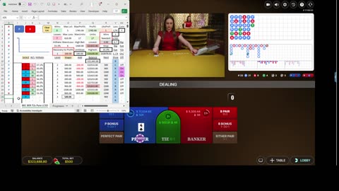 Baccarat - 103 units won in 36 minutes with 54.4% hit rate and 6 unit drawdown. LCSD set to 0.7.