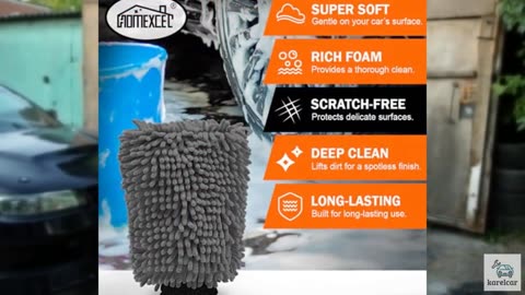 HOMEXCEL Car Wash Mitt, 2PK Chenille Microfiber Wash Mitt, Scratch-Free & Lint-F