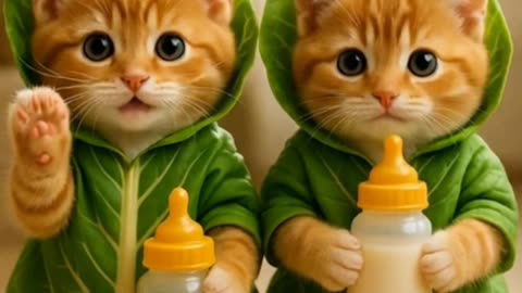 Cutest Pink Kitten Holding a Milk Bottle 🍼💖 | So Adorable!