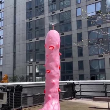 SHOCKING: New York builds 10-foot-tall pink "Foot Fountain" that blasts liquid from the tip.