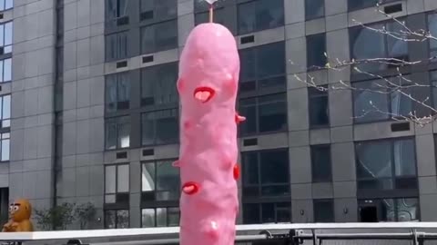 SHOCKING: New York builds 10-foot-tall pink "Foot Fountain" that blasts liquid from the tip.