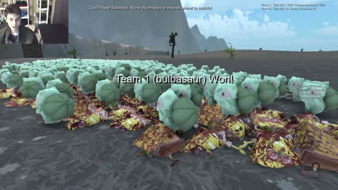 1,000 SpongeBob SquarePants VS 1,000 Bulbasaurs From The Pokemon Series In A Battle