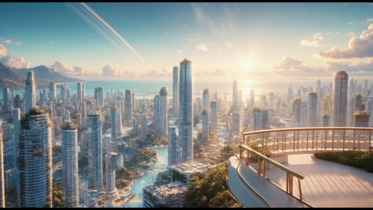 Peaceful Futuristic City on a Paradise Planet Ultra Realistic Sci-Fi World in 8K Clean Energy