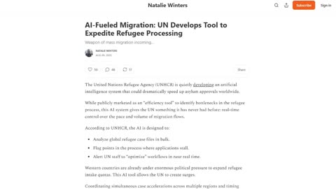 WINTERS: AI-Fueled Migration: UN Develops Tool To Expedite Refugee Processing