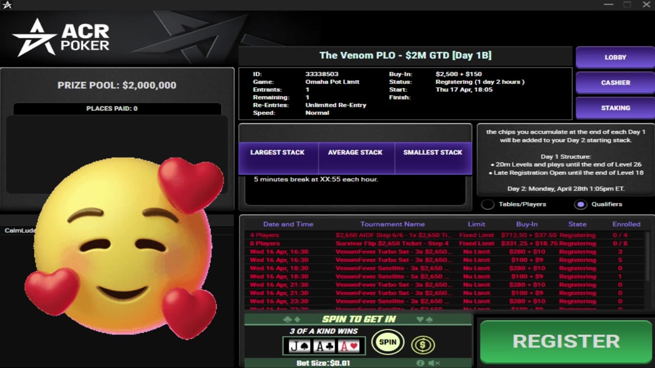 Come join me this Thursday when I will be taking on the $10 Million GTD Venom.