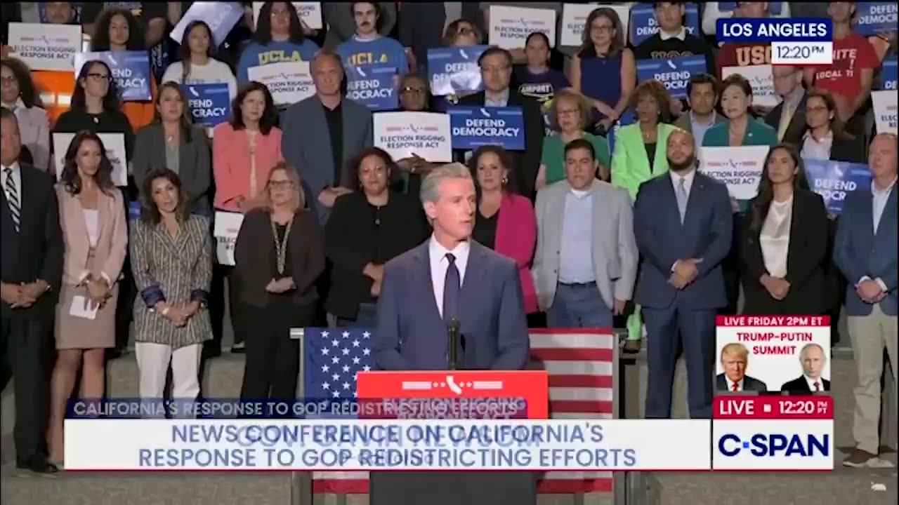 Gavin Newsom not happy about ICE being right outside his redistricting speech