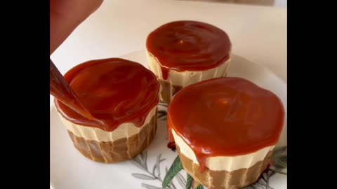 Homemade caramel cheesecake