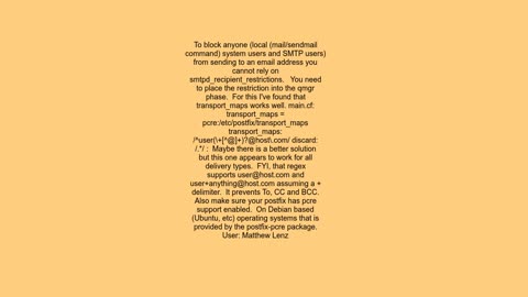 Block outgoing mail to specific address using Postfix
