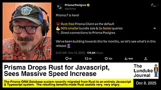 Prisma Drops Rust for Javascript, Sees Massive Speed Increase