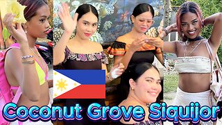 🇵🇭 Filipina Twin Sister Beauties Travel Siquijor Island Coconut Grove! Off Grid Living Philippines
