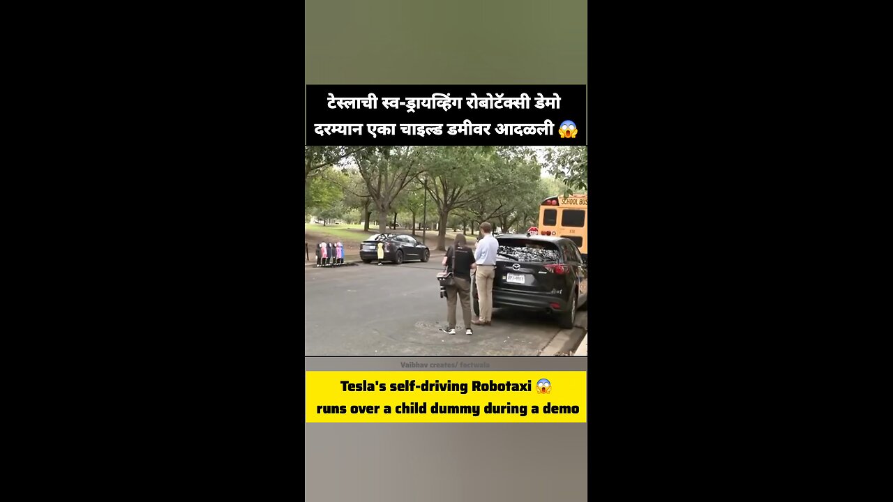 tesla self driving robotaxi runs over a child dummy during a demo