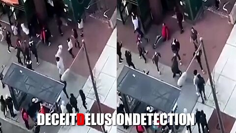 A large mob of black people violently assaults a white man on Temple University's Campus