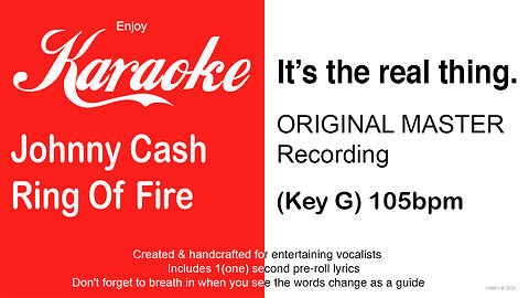 Johnny Cash - Ring Of Fire (Key G) 105bpm (2025) Karaoke