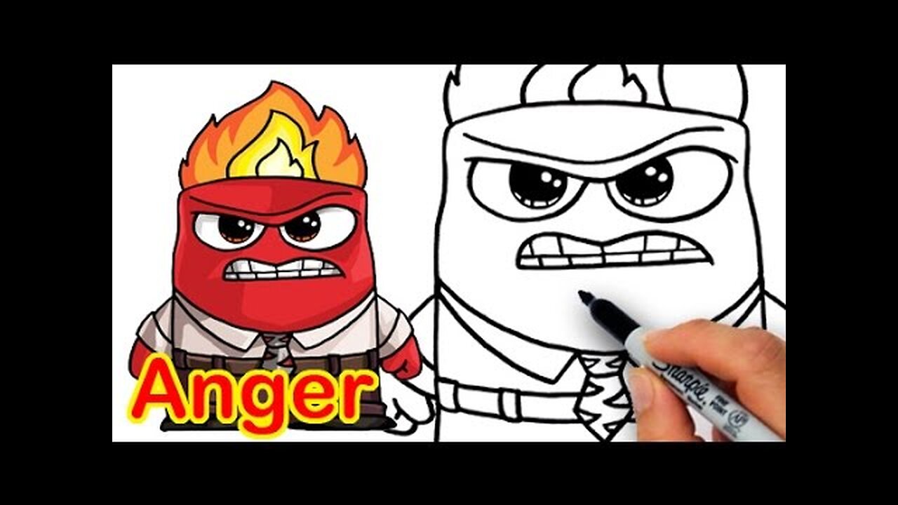 How to Draw Anger from Inside Out Cute Step by step