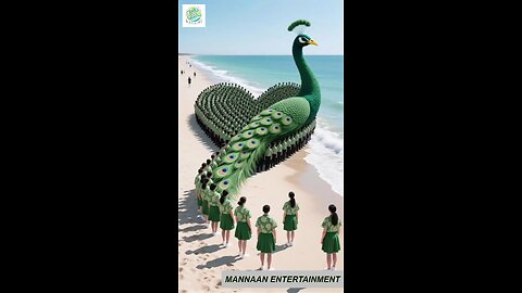 Incredible Transformation: Girls Form a Giant Peacock!