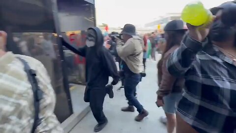 Protest just turned violent with acts of vandalism and altercations
