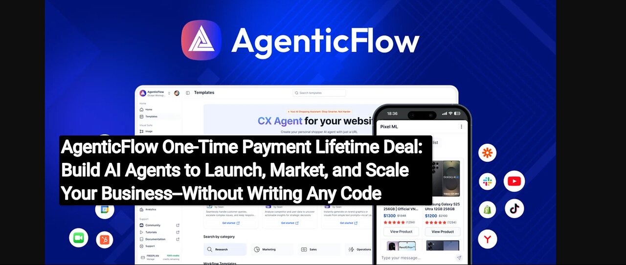 AgenticFlow Demo: One-Time Payment for Lifelong AI Agents to Propel Your Business—No Coding Need
