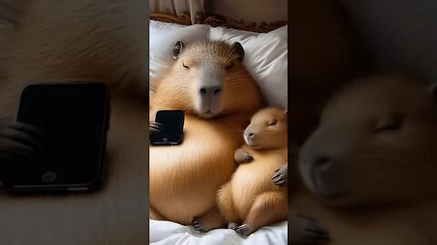 cute Capybaras family