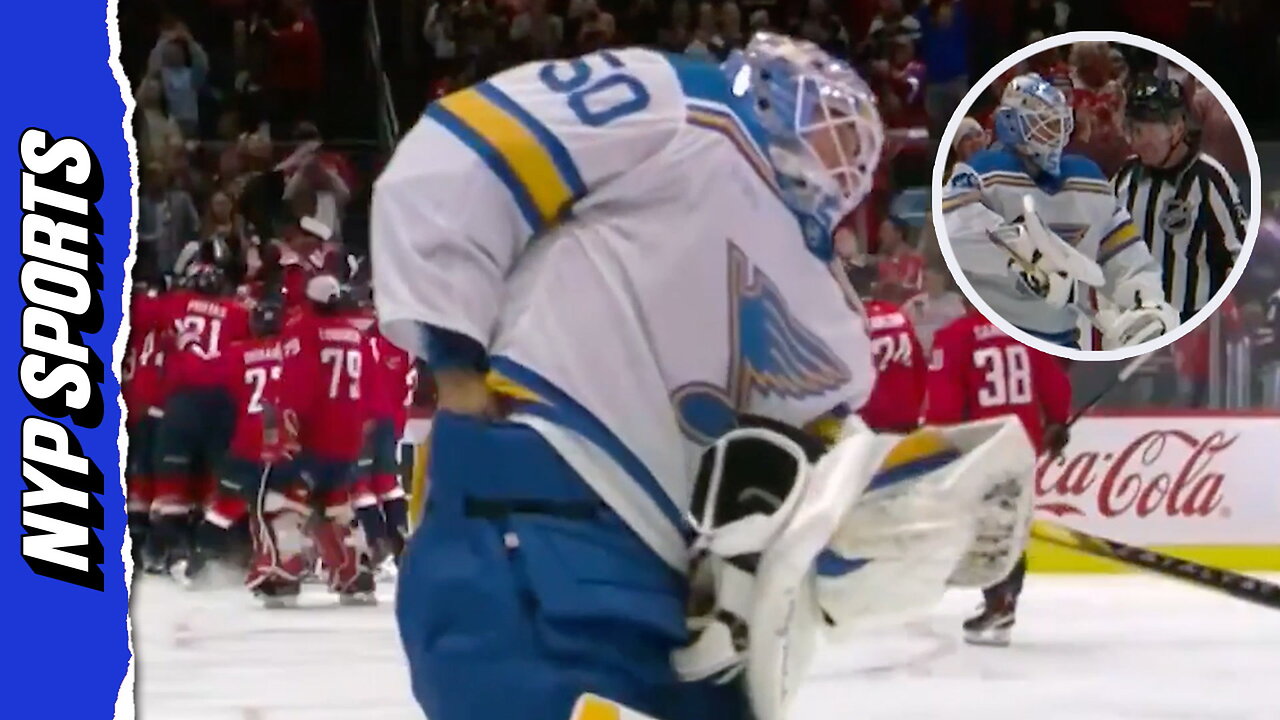 Blues goalie Jordan Binnington tries to STEAL puck from Alex Ovechkins historic 900th goal!
