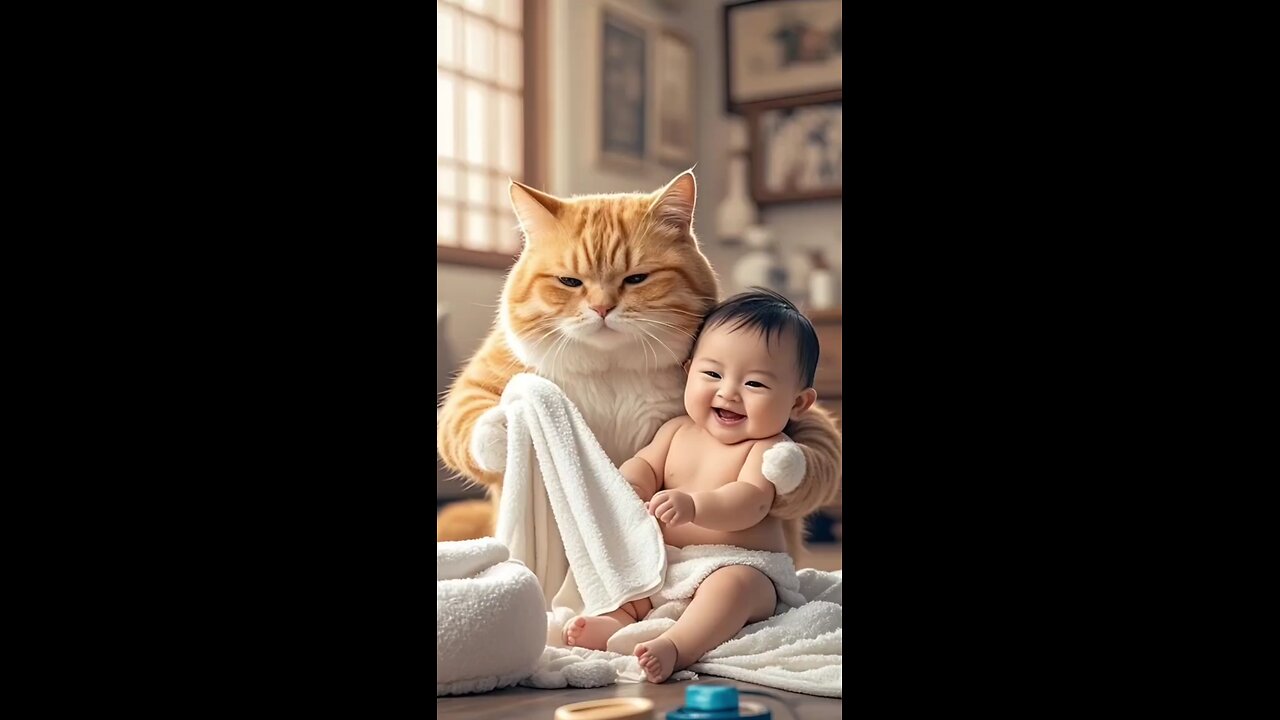 Cute Cat Care my Baby 🍼🍼🍼🍼🍼