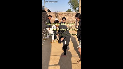 Laughing out loud, screaming chicken blindfolded assault challenge