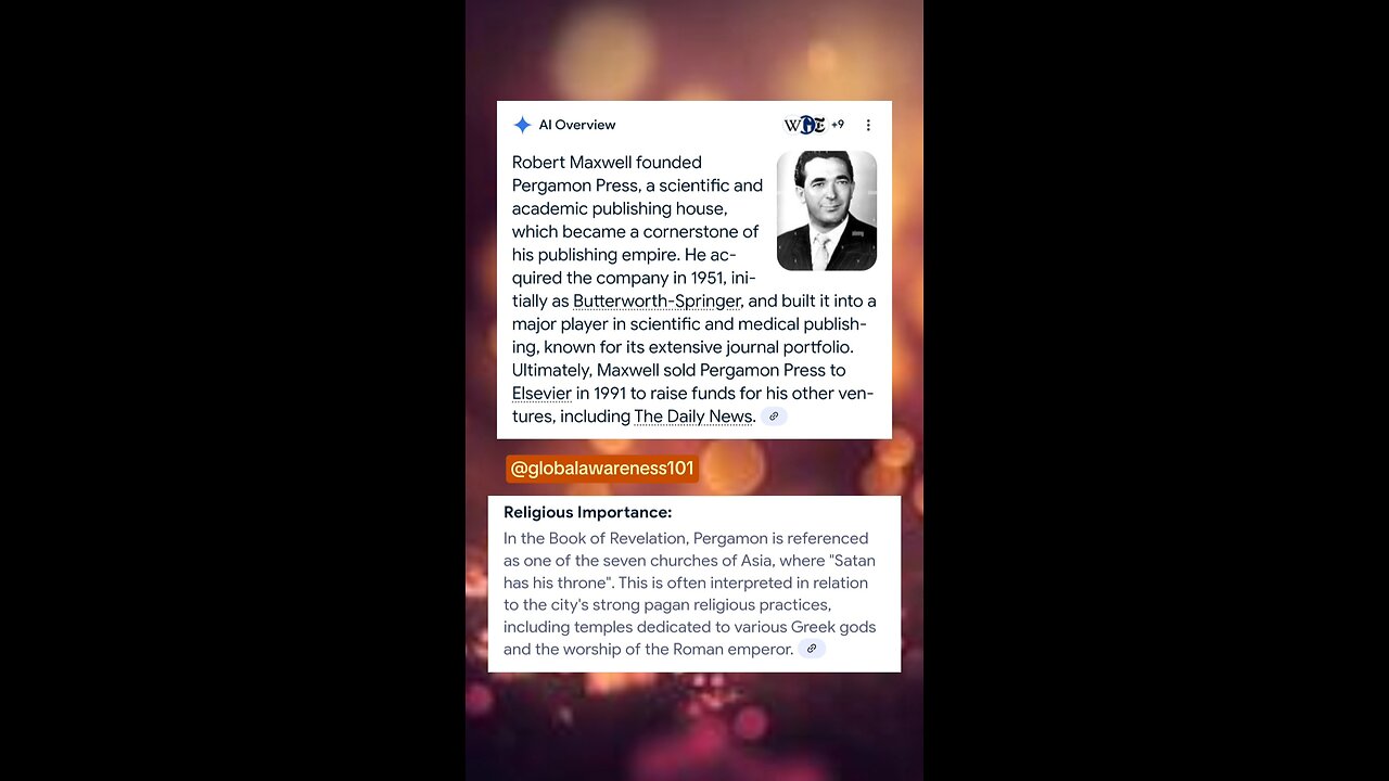 Robert Maxwell founded Pergamon Press which means "Where Satan has his throne."