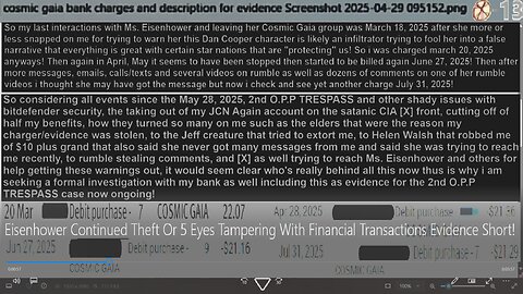 Eisenhower Continued Theft Or 5 Eyes Tampering With Financial Transactions Evidence Short!