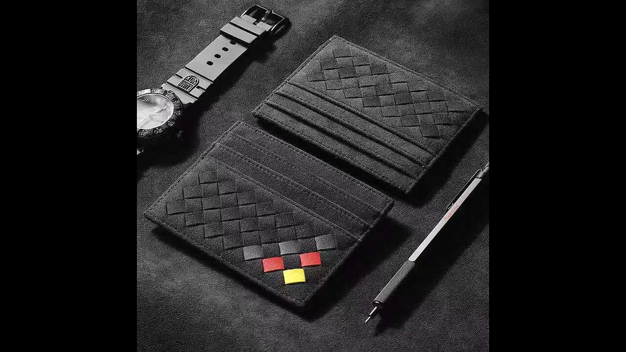 Large Capacity Slim Woven Suede Card Holder, for Shopping, Travelling, Jogging or Working